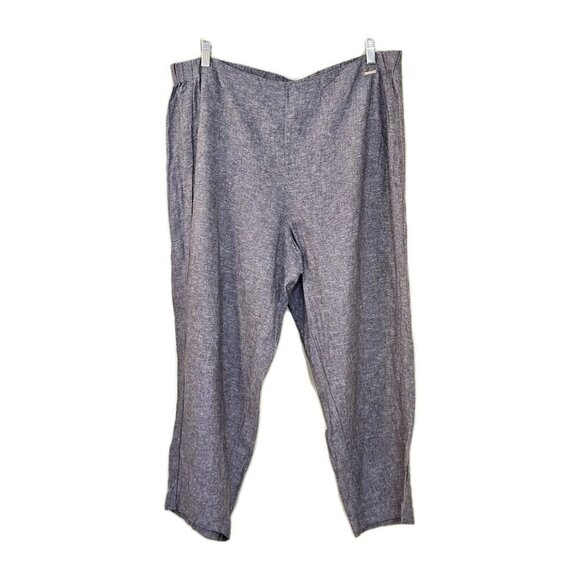 Anne Klein Pants Women XL Gray Pull On Cropped Linen Blend Office Capsule Mature - Picture 1 of 16